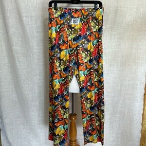 NWOT Brief Insanity super-vibrant butterfly stretch wide-leg pants!